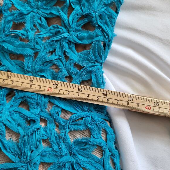 NWT $850 Bronx & Banco Casey Mini Dress L / 8 Turquoise Blue Boned Bodice Floral - Picture 11 of 16